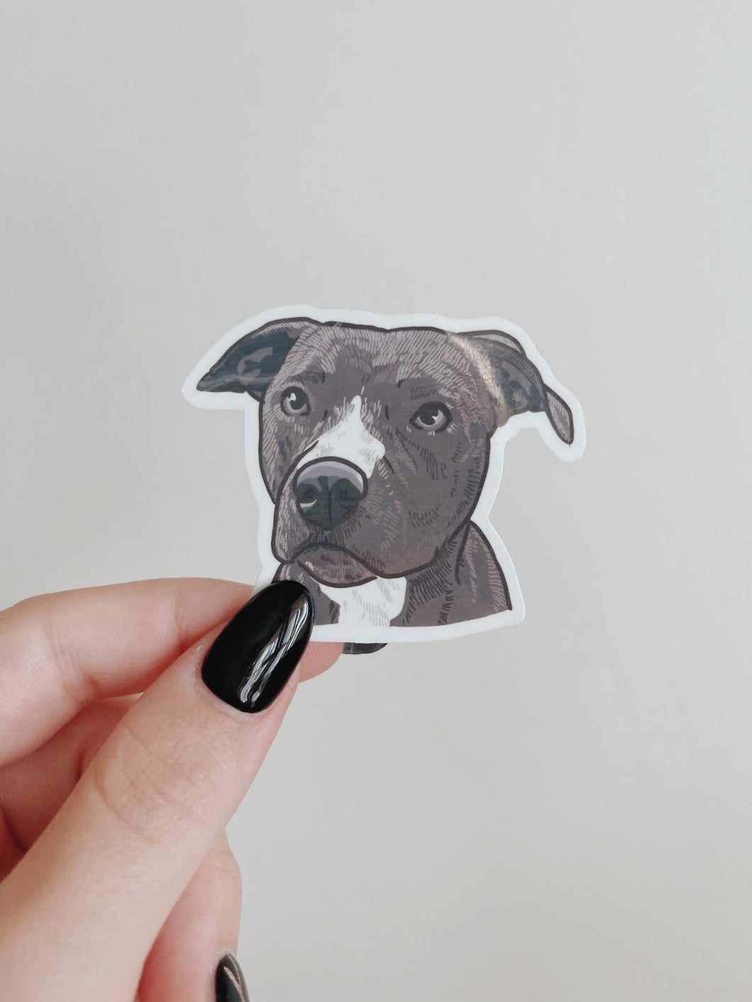 Grey Pitbull Portrait Sticker